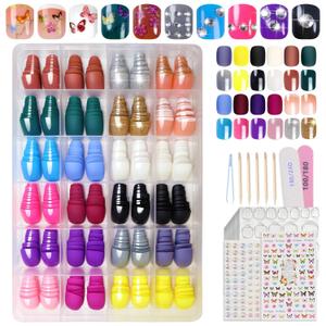 576PCS Short Square Press On Nails-24 Colors Short Press On Nails Kit,Short Matte Press On Nails, Short Glossy Press On Nails Short Fake False Nalis Set Glue on Nails with Stickers for DIY
