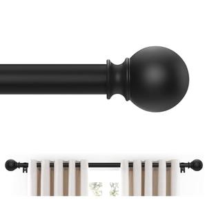 Black Curtain Rods 28 to 48 Inches(2.3-4 Feet),5/8 inch Splicing Drapery Rods,Small Curtain Rods Set,Size: 18''-45'',Matte Black