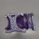 GAMUDA Small Dog Harness Collar and Leash Set, Step in No Chock No Pull Soft Mesh Adjustable Dog Vest Harnesses Plaid Reflective for Dogs Puppy Cats Kitten Rabbit (Purple Flower, M)