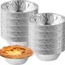100 Pieces 2.6 Inch Round Pie Tart Small Tin Foil Pans Disposable Aluminum Mini Pie Pans for Baking, Cooking Supplies