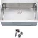 Friho 28 Inch Drop in Kitchen Sink, 28x18 Topmount Commercial Handmade 16 Gauge Single Bowl Stainless Steel Sink with Basket Strainer, 28"x18"x9"