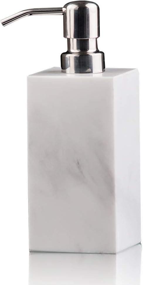 Hand Liquid&Lotion Soap Dispenser Pump Bottle Natural Marble for Kitchen Bathroom Countertop Laundry Room Holds Dish Soap Shampoo Laundry Liquid Shower Gel (Sir White)
