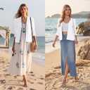 Bettysays Women's 3/4 Sleeve Open Front Cropped Cardigan Sweater Elegant Shrugs for Women (White, S)