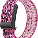 SET OF 2, Stretchy Nylon Band for Whoop, WristBand with Pattern for Whoop 4.0, Soft and Breathable Replacement Straps for Women Men, Compatible 4.0 Wearable Health, Fitness & Activity Tracker (Hot Pink Leopard); Keebowz Sport Band Compatible with App