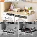 Aheaplus Washer and Dryer Countertop, Laundry Room Organization with Non-Slip Pads, Wood Shelf Topper with Round Corner Edge Rails, Folding Organizer for Laundry, 54" W x 27.5" D, White Oak