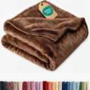 Ultra Soft Fleece Blanket Throw Size - Flannel Fleece Luxury Throw Blanket - Lightweight for Couch Bed Chair - Thick, Warm and Breathable - All Season Cozy Fuzzy, Anti-Static Microplush Bedding, Brown