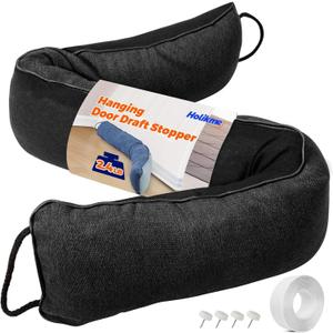 Holikme Weighted Door Draft Stopper 32 inch, Heavy Duty Under Door Draft Blocker Bottom Door Seal Noise and Air, Door Guard Saving Energy, Black