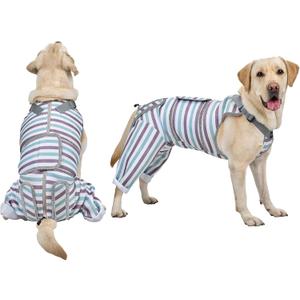 Arblina Dog Recovery Suit, Adjustable Rear Leg Sleeve to Stop Licking Wounds for Male Female Dogs, Surgical Clothing for Neuter Spay Protective as Cone Alternative After Surgrey (L(Back Length: 19"-22", Leg Length:10"), Blue)