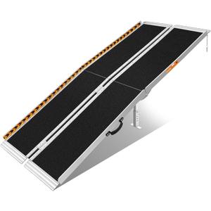FACHNUO 7 Feet Portable Wheelchair Ramp with Sopport Legs, Non-Skid Aluminum Handicap Ramps with Handle, Folding Threshold Wheel Chair Ramp for Home Steps, Stairs, Entry,Doorways, 800LBS Capacity