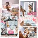 3 Pcs Makeup Bag Cosmetic bags for women Large Capacity Checkered Cosmetic Bag Canvas Travel Toiletry Bag Organizer Cute Makeup Bag Mother's Day Birthday Gift for Women (Blue S)