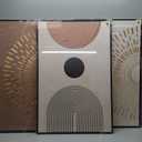 Large Framed Boho Neutral Abstract Wall Art for Living Room, 3 Piece Canvas Prints Paintings Artwork for Walls, Minimalist Brown Beige Gold Geometric Pictures for Hallway Stair Office Wall Decor 24x36 (Radiant)