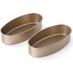 Llanera Leche Flan Molder Filipino, Leche Flan Llanera, 2 Pack 8-Inch Oval Cheesecake Pan, Non-Stick Carbon Steel Baking Mold for Meatloaf, Breads, Homemade Cake, Oven and Instant Pot Bakeware