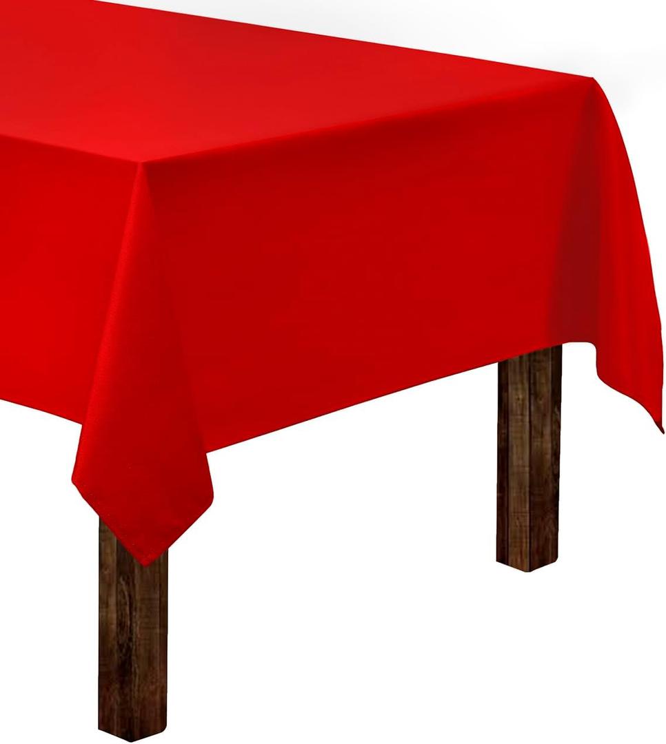 Gee Di Moda Rectangle Tablecloth - 60 x 126 Inch Red Table Cloth for 8 Foot Rectangle Tables - Heavy Duty Washable Fabric - for Holiday Party, Dinner, Weddings, Baby Shower & Events