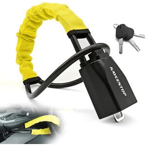 KAYCENTOP Car Steering Wheel Lock, Seat Belt Lock, Anti-Theft Device, Max 17 Inch Length, Small and Light-Weight, Multi-Functional, Fit Most Vehicle, SUV, Golf Cart Security (Yellow)