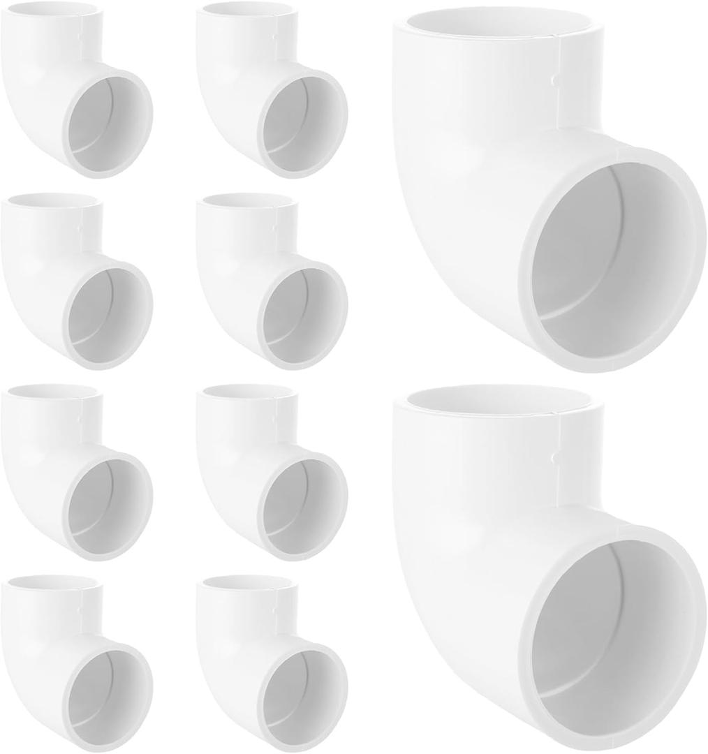 10PCS 1-1/2 PVC Fittings 90 Degree Elbow 2 Way PVC Pipe Fittings Right Angle Elbow PVC Adapter Furniture Build Grade PVC Pipe Adapter Fittings SCH40 PVC Corner Fittings