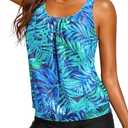 Yonique Blouson Tankini Swimsuits for Women 2 Piece Bathing Suits Tops with Boyshorts Modest Loose Fit Swimwear (Black)