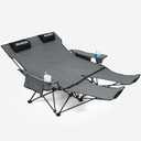 Reclining Camping Chair for 2 Person Outdoor Lawn Beach Patio, Double Camping Chair with Foot Rest, Portable Folding Lounge Loveseat with Removable Headrests & Footrest