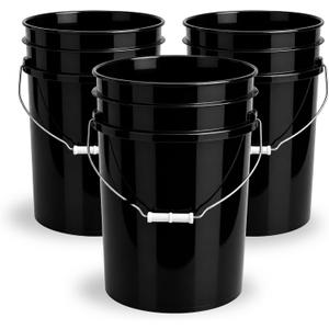 5 Gallon Bucket - Food Grade Bucket Lid Not Included, Black