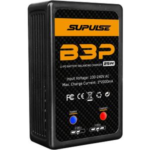 Lipo Charger 25W 2S 3S RC Balance Charger AC 7.4-11.1V LiPo Battery Charger Upgrade Version Compact Charger Faster Quick Charge RC Battery Charger (B3 Pro)