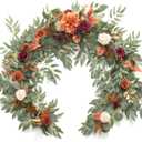 Ling's Moment Terracotta Flower Garland - 6FT Eucalyptus & Rose - Sweetheart Table Decor for Wedding Reception, Fall Artificial Floral Garland for Mantle, Christmas Decoration, Burnt Orange