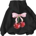 COZYEASE Girls' Letter Graphic Print Cute Hoodies Long Sleeve Pullover Hoodie Sweatshirt (10 Years, Black)