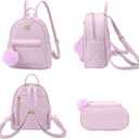 Barsine Girls Fashion Mini Backpack Purse Small Cute Plaid Leather Women Backpacks Little Bag (Purple)