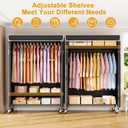 ULIFHOME P6C Plus Rolling Clothes Rack with Cover, Covered Clothing Rack Heavy Duty, Portable Closet for Hanging Clothes, Garment Rack on Wheels, Black Closet Rack with Black Cover, Max Load 375LBS