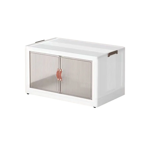 Collapsible Plastic Storage Box, Double Doors Large Storage Bins with Magnetic Latching, Stackable Room Organization with Lid and Wheels for Office School Home (3layers XXL)26"x17"x15"
