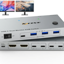 KVM Switch 2 Monitors 2 Laptops USB C,4K@60Hz USB C Dual Monitor KVM Switch for 2 Laptops Share 4 USB 3.0 Devices with 80W PD,Wired Remote and Cables Included