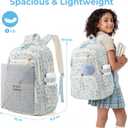 WOBAGMEN Backpack for Women,Cute Quilted Backpack with Multi-Pocket, Lightweight Anti Theft Bookbag Fits 15.6" Laptop,Aesthetic Large Capacity Casual Daypacks for travel(Blue Floral, M)