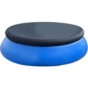 15 FT Round Inflatable Pool Cover, Outdoor Swimming Pool Cover, Dustproof Waterproof Prevent Leaves, Prevent from Debris Pool Cover, Elastic Bands for Easy Installation(Black) (13'8" (Round))