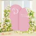 LEBENGURU Set of 2 Upgraded Wedding Arch Cover, 6.6FT,7.2FT Dusty Pink Spandex Fitted Arch Backdrop Cover, Round Top Chiara Stand Covers for Birthday Party Baby Shower Banquet Balloon Dcor