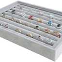 Extra Soft Premium Quality Gray Plush Velvet Jewelry Rings Collection Tray Organizer Stackable Storage Home Organization Store Showtray Drawer Insert Divider