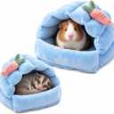 Meow&Woof 2 Pack Small Animal Beds - Cozy Hamster Hideout, Washable Guinea Pig & Hedgehog House, Blue Hideaway for Sugar Glider, Chinchilla, and Rats.