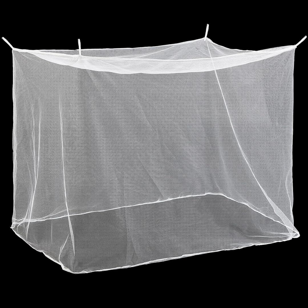 4 Corners Mosquito Net for Mosquiteros para Camas Bed Canopies Netting Bed Drapes Rectangular Mosquito Mesh for Camping Home Outdoor Travel(White A,L79 X W71 X H67 Inch,No-Opening)