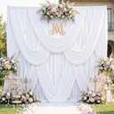 Wrinkle Free White Backdrop Curtains for Parties, 6 Panels 5x12FT Long Silky Polyester White Photo Backdrop Drapes Back Drop Cloth for Wedding Birthday Photography Background Decor,  5FT×12FT_6 Panels, White