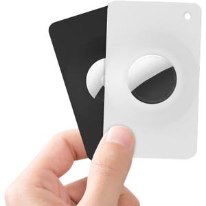 2 x Compatible with Apple Airtag Wallet Holder 2 Pack, Lightweight GPS Tracker Cover Compatible with Airtag for Wallet, Purse, Handbag, Keys, Clutch Bag (Black/White)