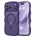 Amazon.com: DOMAVER for iPhone 17 Pro Max Case for Women, 1X Screen Protector+1X Wrist Strap, [Compatible with MagSafe] [Full Camera Protection] Cute Wave Matte Phone Case for iPhone 17 Pro Max, Deep Purple : Cell Phones & Accessories