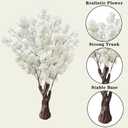 Artificial Cherry Blossom Tree, 4.3FT 2 Pack White Faux Cherry Blossom Tree for Home, Wedding & Party Decoration, Indoor & Outdoor
