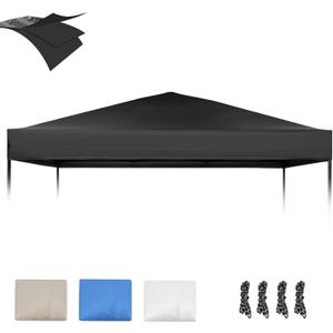 10×10 Canopy Replacement Top, Pop Up Canopy Replacement Tent Cover for Straight Leg Frame, Waterproof Canopy Top Cover for Garden Patio Camping (Top Only)(Black)