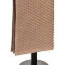 Hand Towel Stand, 16" Heavy Weighted Hand Towel Holder for Bathroom, Modern Counter Towel Holder, Standing Towel Bar Countertop(Black Stainless Steel Bar, Black Natural Marble Base)