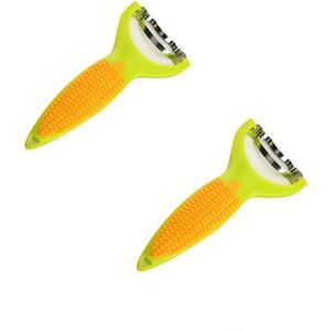 Corn Zipper, 2PCS Corn Stripper Knife Peeler, Thresher Corn Cutter from the Cob, Premium 420 Stainless Steel with Non Slip PP+TPR Handle