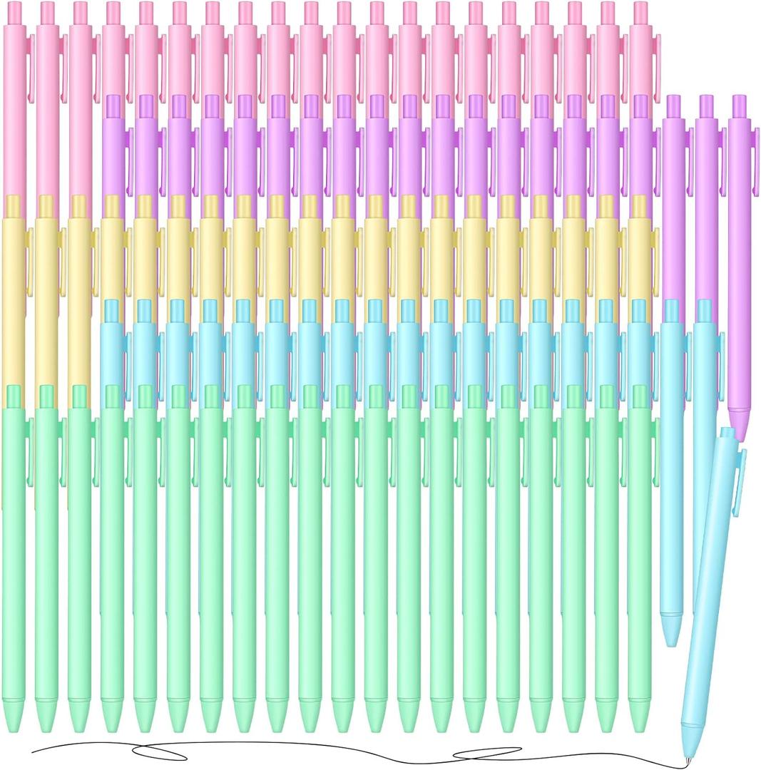 100 Pieces Retractable Black Gel Ink Pens 0.5mm Fine Point Writing Pens Pastel Office Supplies for Writing Journaling Taking Notes School Office