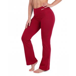 Nirlon High Waisted Bootcut Leggings for Women - NirLUX, 32"-Salsa-10 (Red)