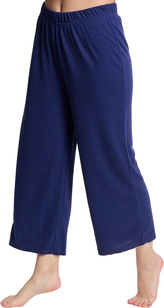 Mad Dog Lounge Women's Pajama Pants, Wide-Leg Cropped Capris, Casual Night Sleep Summer PJ Bottoms for Ladies (Gray, XL)
