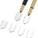 QWORK Glass Cutter Tool Set 2mm-20mm, 9 Pcs Mirror Cutting Tool, 6 Replaceable Glass Cutter Heads, Pencil Style Oil Feed Carbide Tip