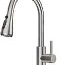 FEELSO Kitchen Faucets with Pull Down Sprayer, High Arc Stainless Steel Single Handle Kitchen Sink Faucet, 1 or 3 Hole Brushed Nickel Water Faucets for Farmhouse Laundry Camper Rv Bar