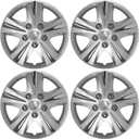 Custom Accessories 4-Pack 15" SGT-5 Wheel Covers, Replacement Hubcaps for Cars, Trucks, SUVs Silver/Chrome