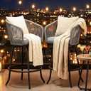 YITAHOME 27" Bar Stools Set of 2 with Arms & Cushions, 360° Swivel Outdoor Bar Stools, All Weather Counter Height Bar Stools Set of 2 with Curved Back for Backyard, Kitchen Island, Dining Room, Gray