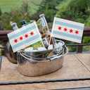 12 Piece Small Chicago Flag 5 x 8 Inch Inserted on Stick Handheld Mini Small Chicago Flag with Safety Spear Top, Patriotic Holiday Yard Decor